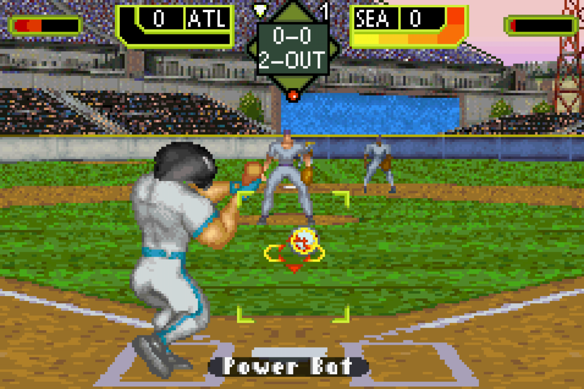 Crushed Baseball for Game Boy Advance with arcade-style baseball action theme gameplay