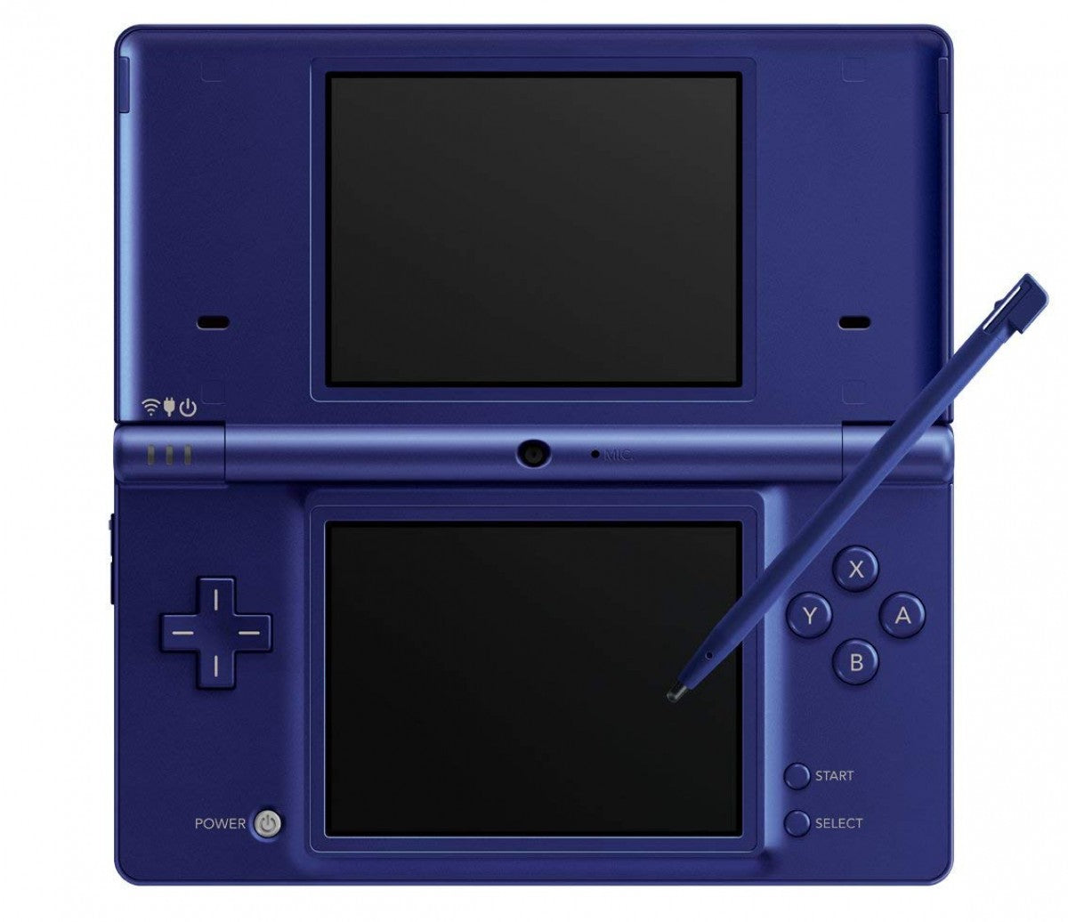 Metallic blue Nintendo DSi handheld gaming console for portable Nintendo games.