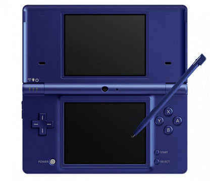 Metallic blue Nintendo DSi handheld gaming console for portable Nintendo games.