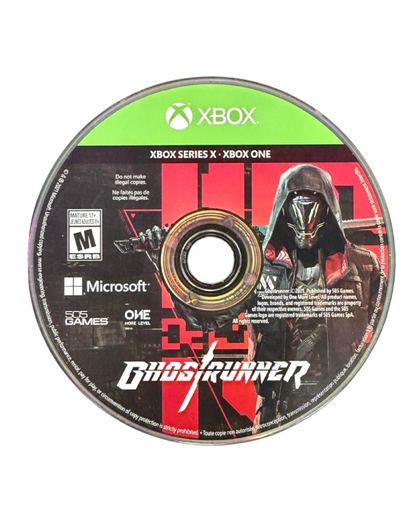 Ghostrunner game for the Xbox Series X featuring fast paced first person action gameplay with parkour movement one hit combat cyberpunk environments and precision platforming as players slice through enemies in a futuristic city disc
