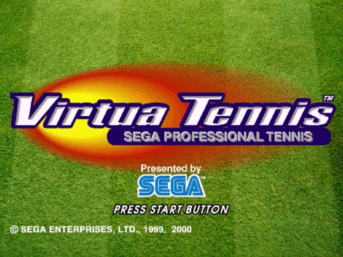 Virtua Tennis Sega All Stars Sega Dreamcast video game, arcade-style tennis sports action, multiplayer gameplay, classic SEGA console title main menu title screen