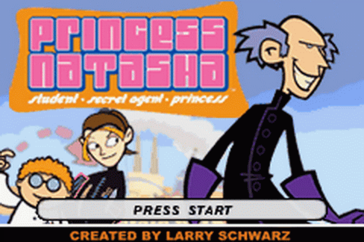 Princess Natasha: Student Secret Agent Princess start menu for Game Boy Advance (GBA) video game 