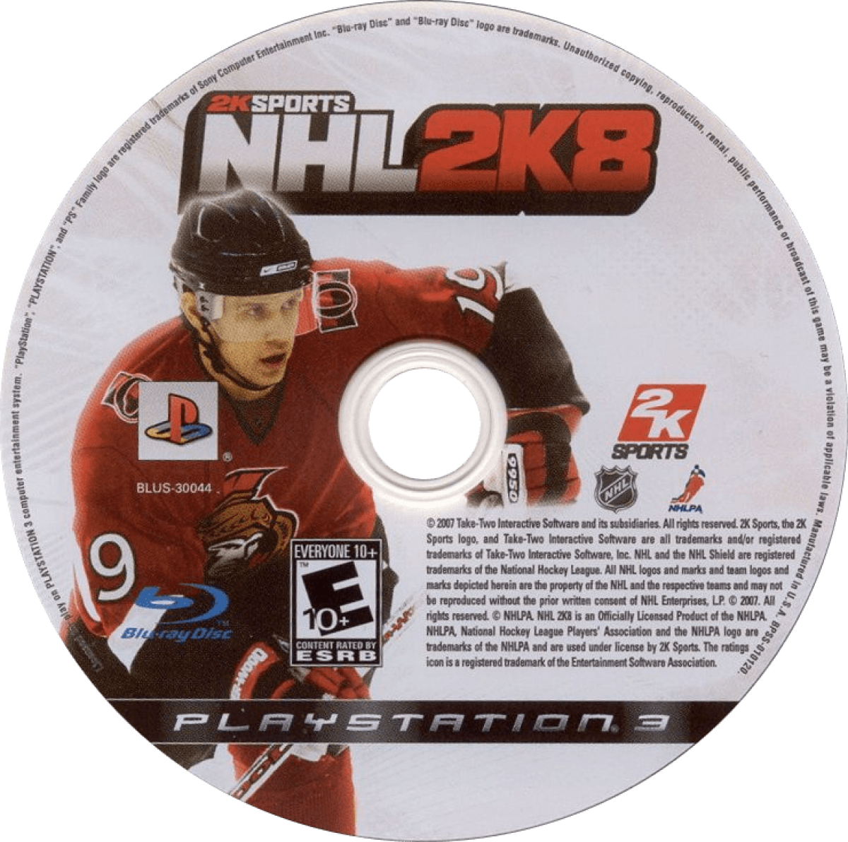 NHL 2K8 retro PlayStation 3 video game featuring realistic hockey gameplay, NHL sports simulation, multiplayer competition and classic PS3 entertainment - disc