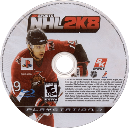 NHL 2K8 retro PlayStation 3 video game featuring realistic hockey gameplay, NHL sports simulation, multiplayer competition and classic PS3 entertainment - disc