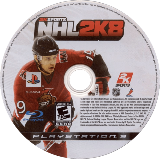 NHL 2K8 retro PlayStation 3 video game featuring realistic hockey gameplay, NHL sports simulation, multiplayer competition and classic PS3 entertainment - disc