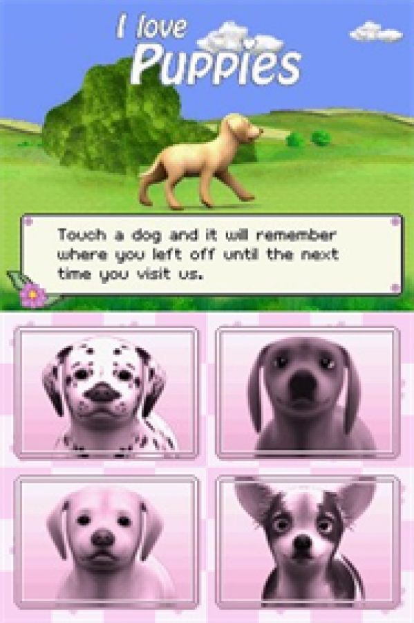 I Love Puppies title screen for Nintendo DS (DS) video game
