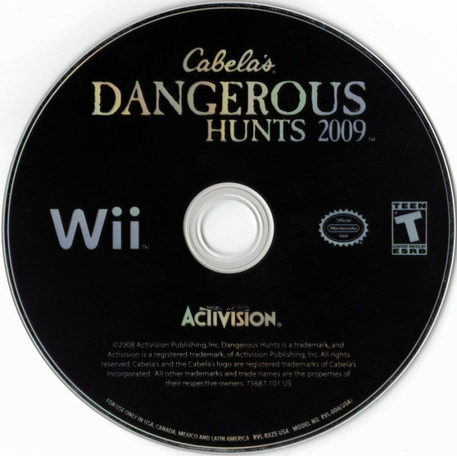 Cabela's Dangerous Hunts 2009 disc cover art for Nintendo Wii (Wii) video game