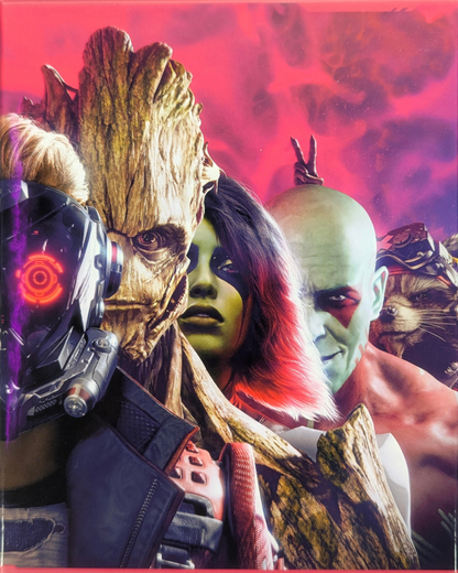 Marvel’s Guardians of the Galaxy Cosmic Deluxe Edition Xbox Series X video game, action adventure, superhero team gameplay, story-driven Marvel title steelbook front cover
