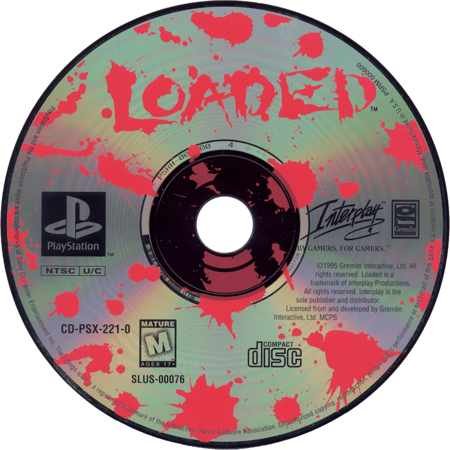 Loaded PS1 PlayStation 1 top down shooter action game dark humor arcade combat multiplayer retro video game disc