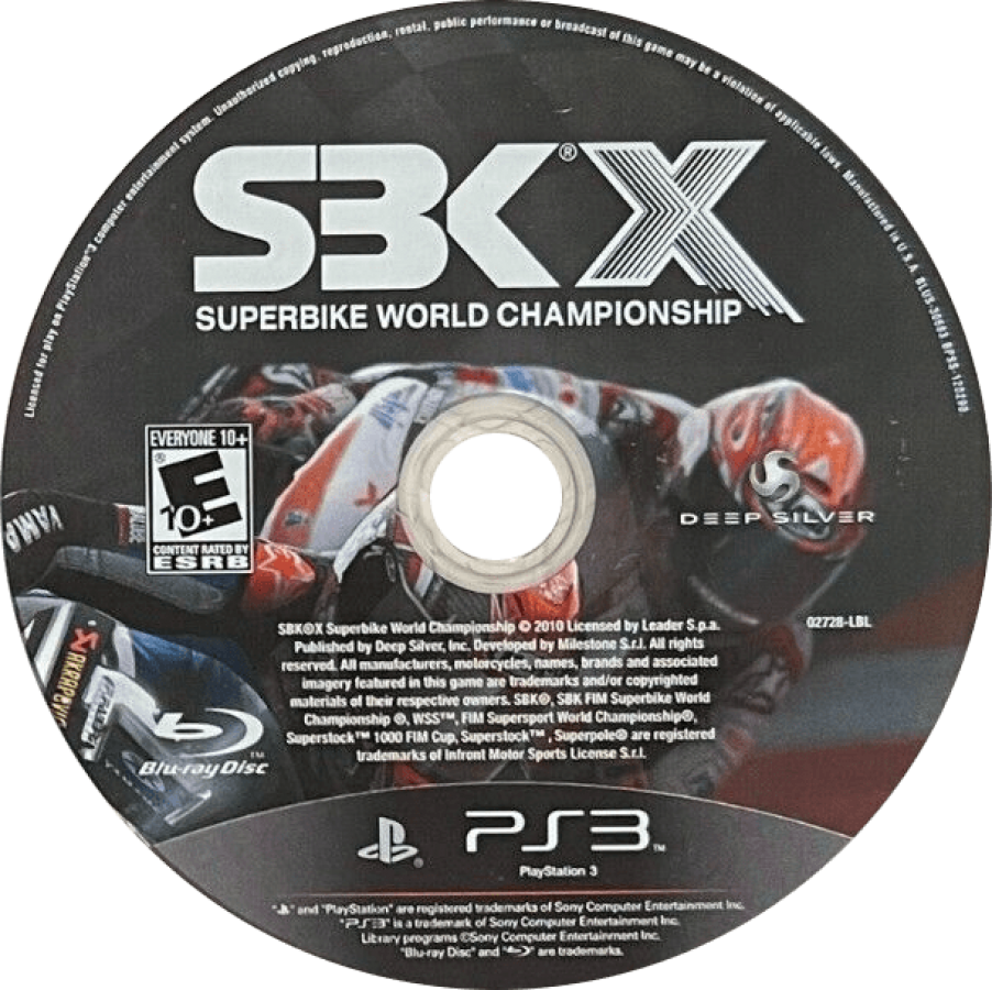 SBX: Superbike World Championship disc art for PlayStation 3 (PS3) video game
