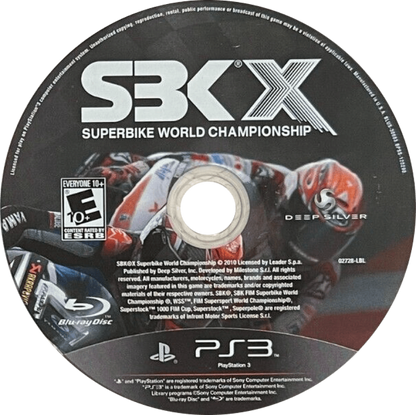 SBX: Superbike World Championship disc art for PlayStation 3 (PS3) video game