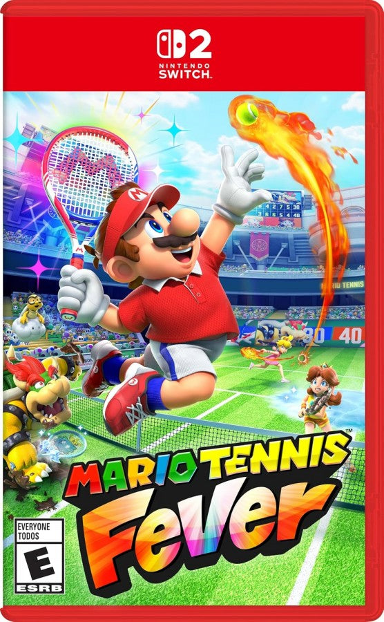 Mario Tennis Fever Nintendo Switch 2 NS2 video game featuring arcade tennis gameplay Mario characters competitive matches tennis rallies power shots special moves colorful courts multiplayer action and classic Nintendo Switch 2 sports gameplay retro video game collection collectible gaming appeal cover art