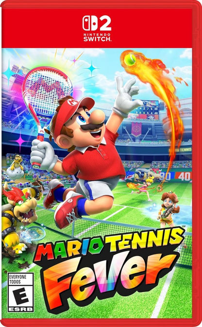 Mario Tennis Fever Nintendo Switch 2 NS2 video game featuring arcade tennis gameplay Mario characters competitive matches tennis rallies power shots special moves colorful courts multiplayer action and classic Nintendo Switch 2 sports gameplay retro video game collection collectible gaming appeal cover art