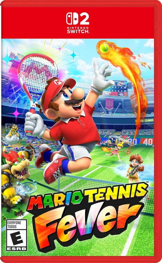 Mario Tennis Fever Nintendo Switch 2 NS2 video game featuring arcade tennis gameplay Mario characters competitive matches tennis rallies power shots special moves colorful courts multiplayer action and classic Nintendo Switch 2 sports gameplay retro video game collection collectible gaming appeal cover art