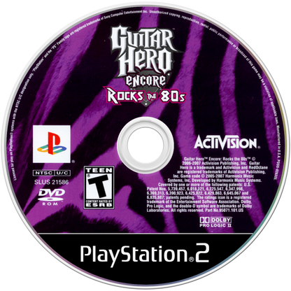 Guitar Hero: Encore Rocks the 80's disc art for PlayStation 2 (PS2) video game