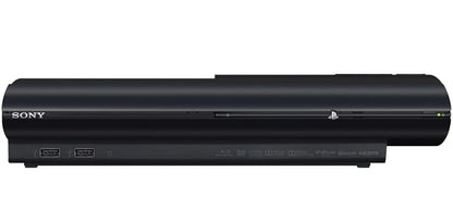 PlayStation 3 Super Slim 500GB Console Sony PS3 Super Slim home video game console with 500GB storage sliding disc cover Blu ray gaming system HDMI output wireless controller support