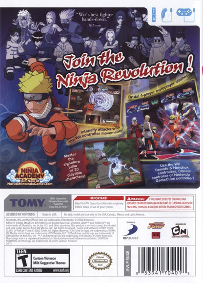 Naruto: Clash of Ninja Revolution – Nintendo Wii (Wii) anime fighting action multiplayer video game back of case