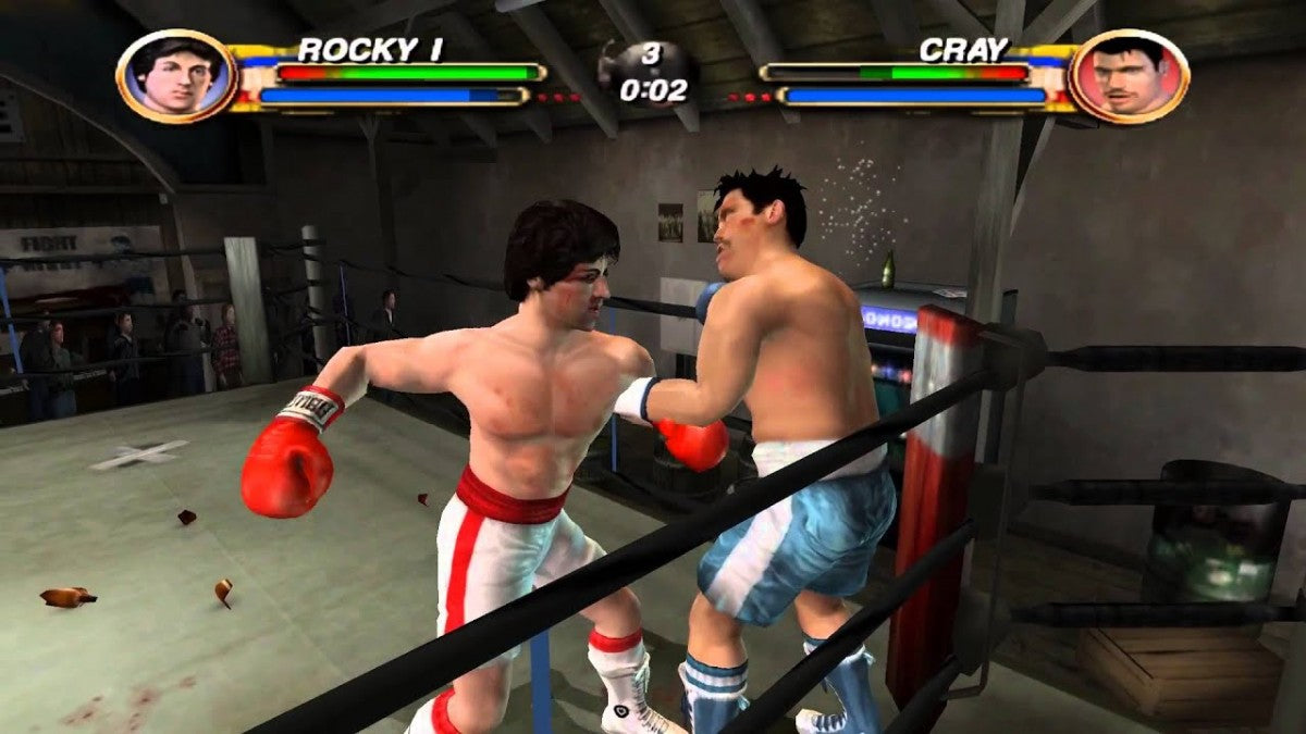 Gameplay for Rocky GameCube GC video game, boxing sports action, fight simulation, multiplayer, classic Nintendo GameCube title, movie tie-in
