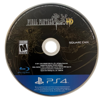 Final Fantasy Type-0 HD Day One Edition for PlayStation 4, disc for an action role-playing video game with fantasy combat, cinematic storytelling, party-based battles, and epic JRPG adventure