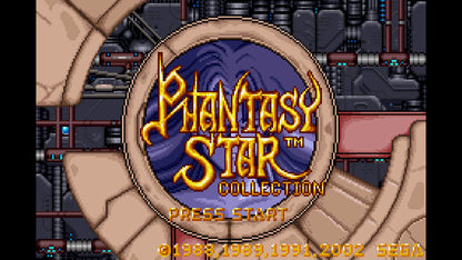 Phantasy Star Collection [CIB] for Game Boy Advance (GBA) featuring portable versions of classic sci-fi RPGs from the SEGA Master System, including Phantasy Star I, II, and III; explore alien worlds, build your party, and experience the roots of the legendary series in this complete-in-box compilation main menu title screen