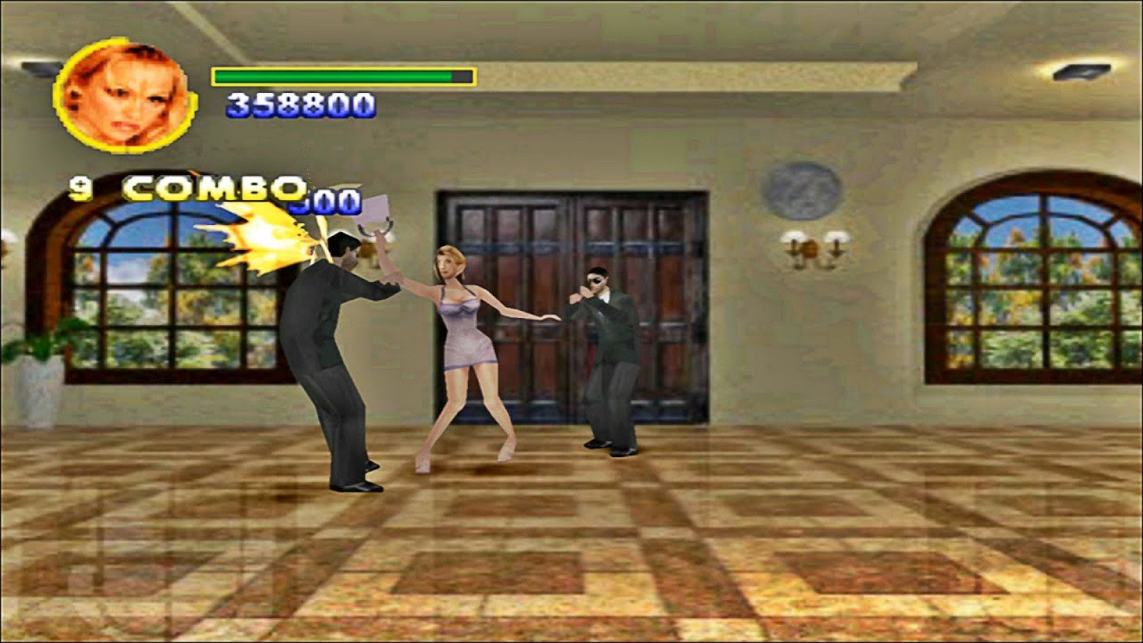 V.I.P. for PlayStation 1 action adventure game based on the Pamela Anderson TV series featuring shooting missions stealth gameplay and spy themed story gameplay 