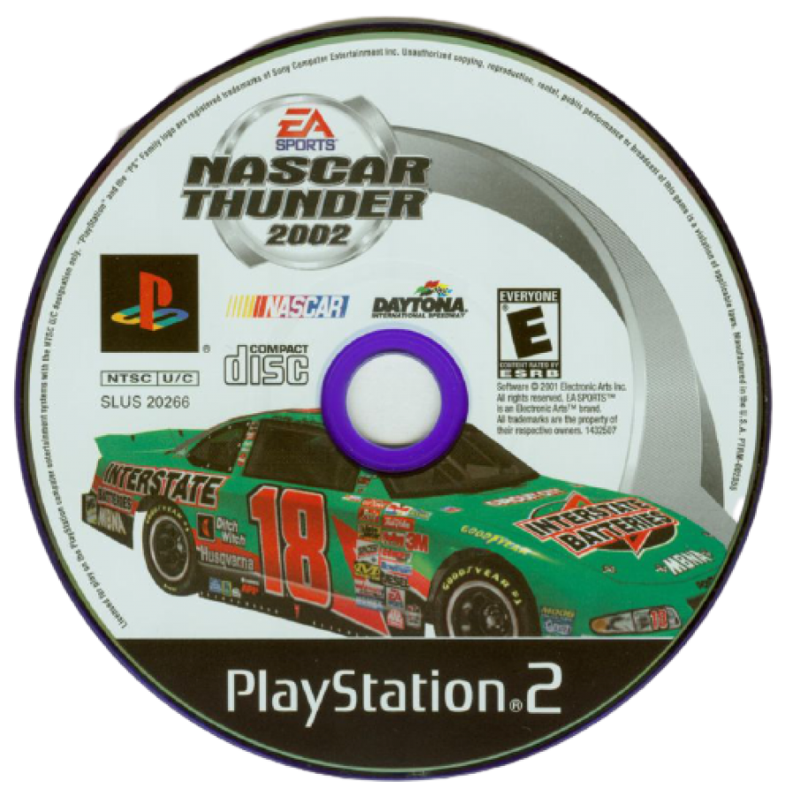 NASCAR Thunder 2002 – PlayStation 2 (PS2) stock car racing sports video game disc