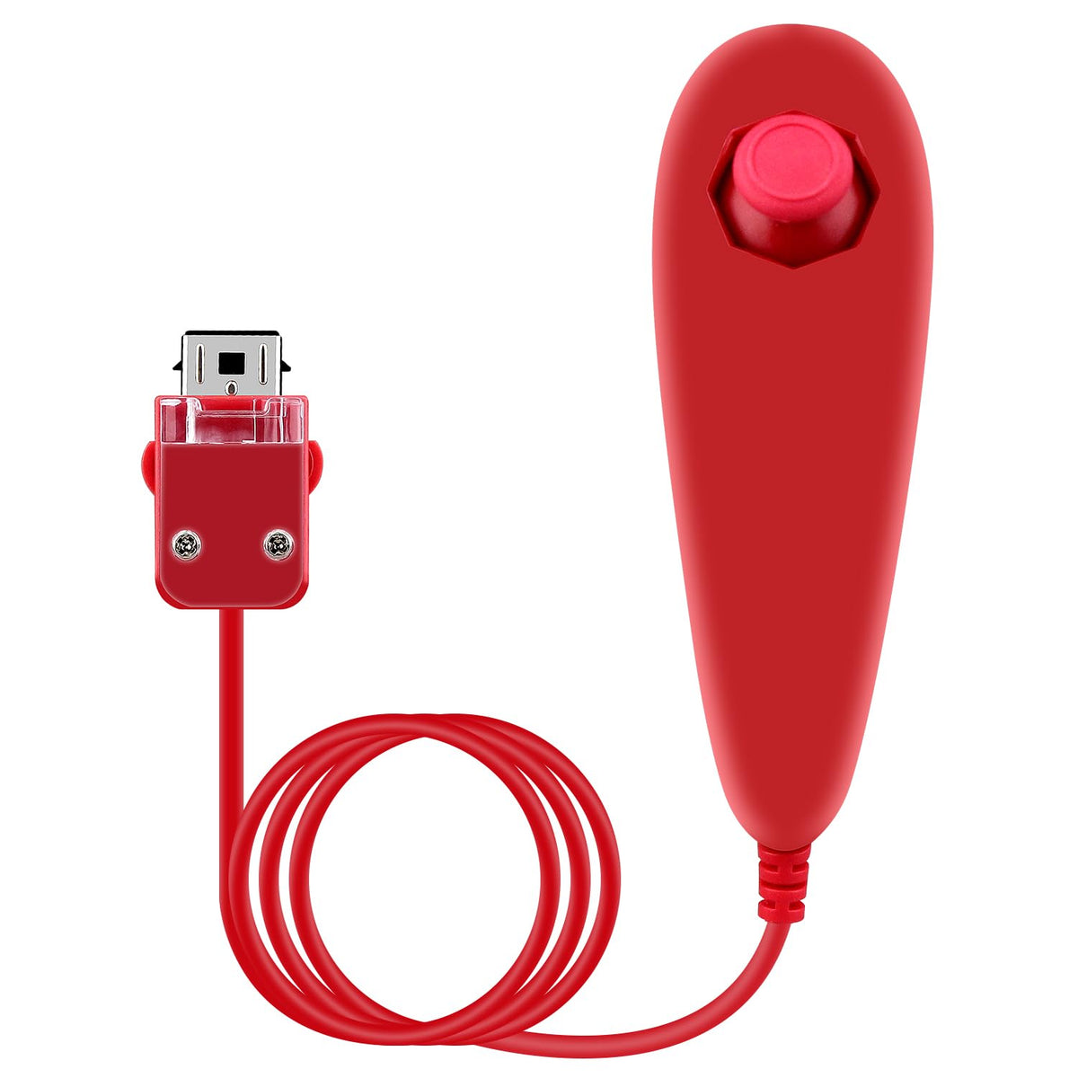 OEM Wii Nunchuk Controller Red Nintendo Wii gaming accessory featuring official Nintendo controller design analog stick motion controls trigger buttons red color Wii Remote compatibility ergonomic gameplay support and classic Nintendo Wii gaming hardware collectible accessory appeal