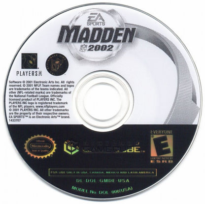 Madden NFL 2002 disc for GameCube (GC) sports football video game 