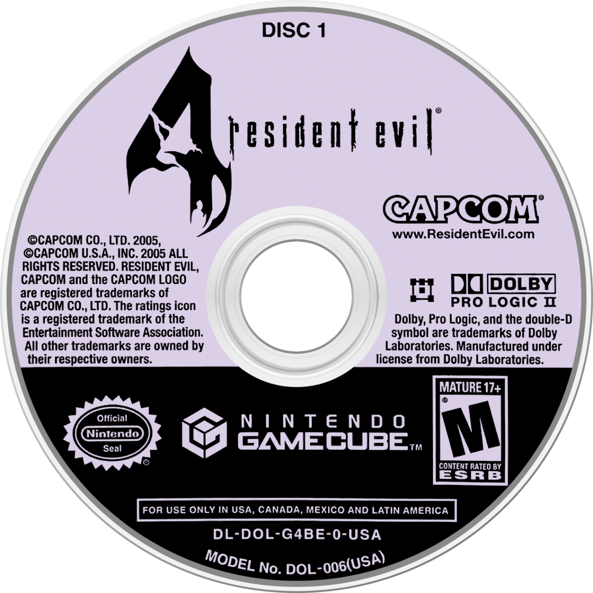Resident Evil 4 GameCube GC video game, survival horror, third-person action, classic Capcom title, Nintendo GameCube release disc 1