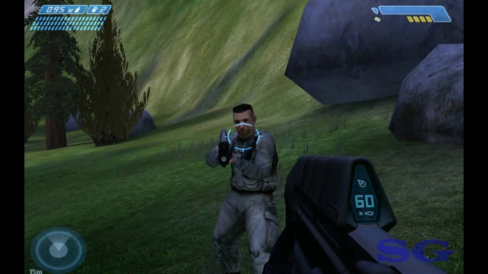 Halo: Combat Evolved [Game of the Year Edition] for Xbox (XBOX) featuring the iconic sci fi first person shooter with an epic campaign as Master Chief plus enhanced content in the GOTY release; battle the Covenant and Flood across varied missions with classic Xbox action and replayable multiplayer fun gameplay screenshot