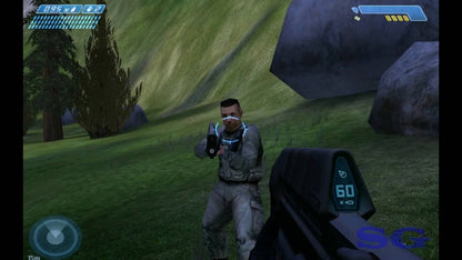 Halo: Combat Evolved [Game of the Year Edition] for Xbox (XBOX) featuring the iconic sci fi first person shooter with an epic campaign as Master Chief plus enhanced content in the GOTY release; battle the Covenant and Flood across varied missions with classic Xbox action and replayable multiplayer fun gameplay screenshot