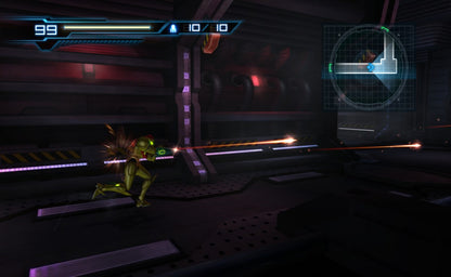 Metroid Other M retro Wii video game Metroid sci fi action adventure third person shooter space exploration bounty hunter combat cinematic gameplay console title Nintendo Wii release gameplay