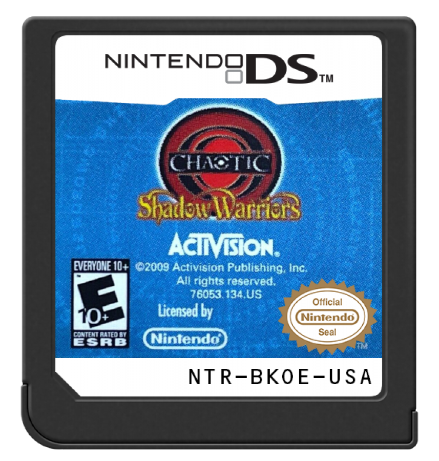 Chaotic Shadow Warriors Nintendo DS for action fighting video game fans featuring martial arts combat Chaotic creatures elemental powers story driven missions multiplayer battles motion controls fantasy adventure animated series characters collectible gaming appeal game cartridge 