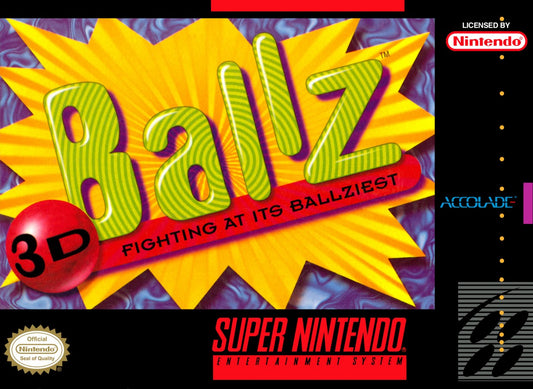 Ballz 3D retro SNES video game Ballz 3D fighting game one on one combat quirky characters arcade style battles polygon graphics console title Super Nintendo release cover art
