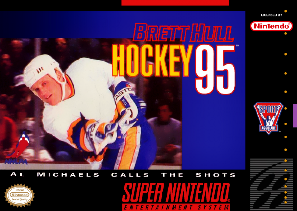 Brett Hull Hockey '95 cover art for Super Nintendo Entertainment System (SNES) video game