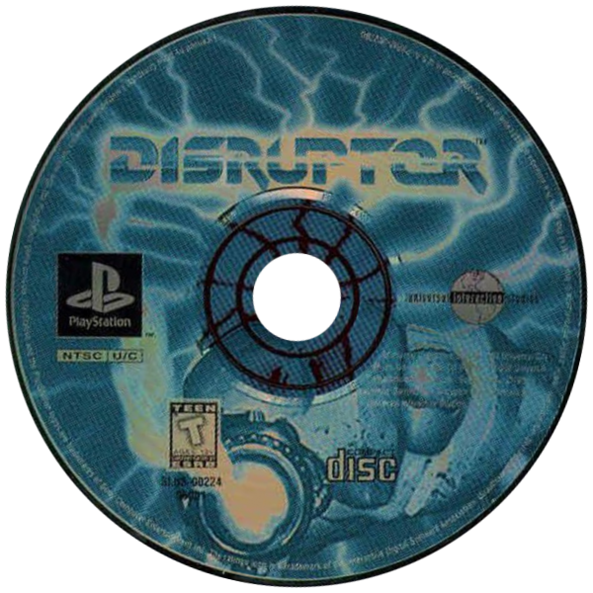 Disruptor PS1 PlayStation 1 first person shooter sci fi action game psychic powers futuristic combat Insomniac Games retro video game disc