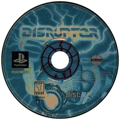 Disruptor PS1 PlayStation 1 first person shooter sci fi action game psychic powers futuristic combat Insomniac Games retro video game disc