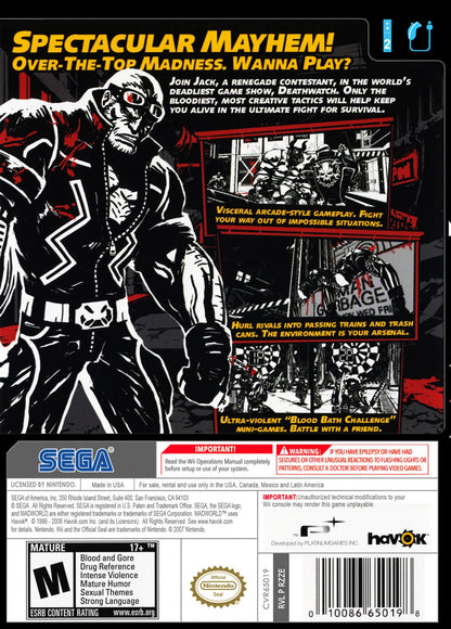 MadWorld – Nintendo Wii (Wii) stylized action beat ’em up video game back of case