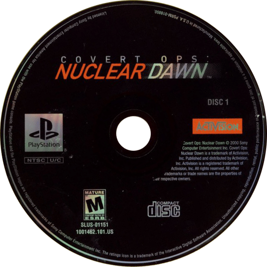 Covert Ops: Nuclear Dawn retro tactical action shooter game for PlayStation 1 (PS1) disc 1