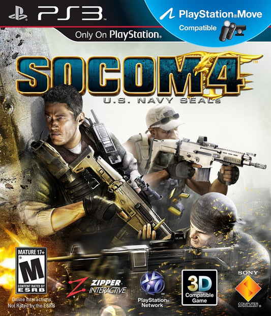 SOCOM 4 U.S. Navy SEALs PlayStation 3 PS3 video game, tactical shooter, military action, multiplayer gameplay, Sony console title front cover