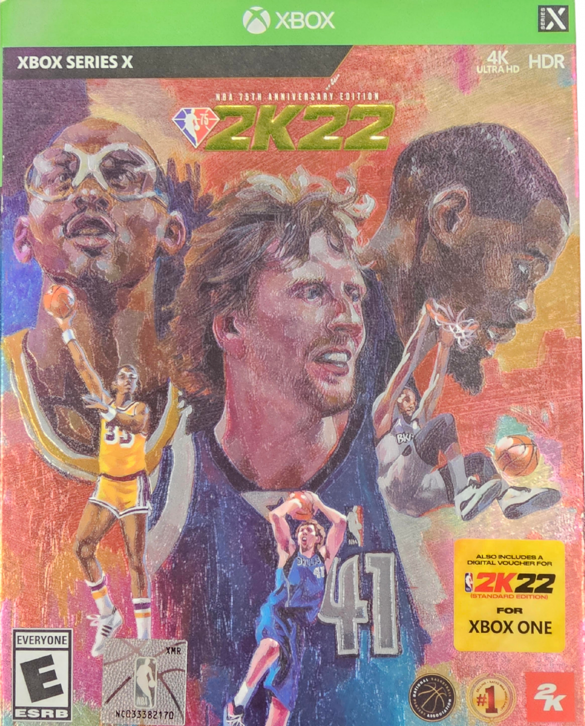 NBA 2K22 75th Anniversary Edition Xbox Series X XSX for basketball sports video game fans featuring NBA legends and current stars MyCAREER MyTEAM MyNBA online multiplayer realistic gameplay enhanced graphics exclusive 75th Anniversary Edition content collectible gaming appeal front cover art