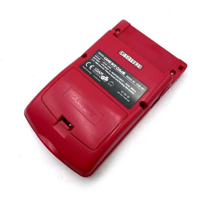 Berry Red Game Boy Color GBC Console handheld gaming system featuring vibrant berry red finish portable Nintendo gaming classic Game Boy Color hardware built-in controls cartridge game support colorful LCD display and collectible retro gaming appeal back of console