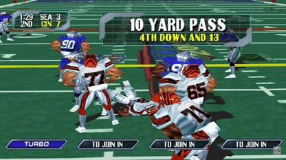 NFL Blitz 2000 Sega Dreamcast DC for arcade football video game fans featuring fast paced NFL action hard hitting tackles aggressive plays exaggerated gameplay powerful hits multiplayer matches team competition and classic Sega Dreamcast gameplay collectible retro gaming appeal gameplay