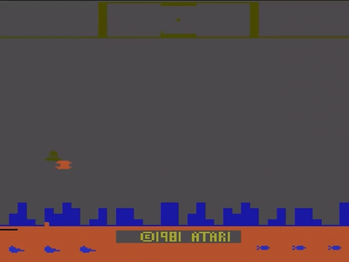 Defender title screen art for Atari 2600 video game