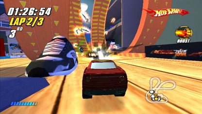 Hot Wheels: Beat That gameplay for Nintendo DS video game, arcade racing, toy car combat, fast-paced action, handheld console title