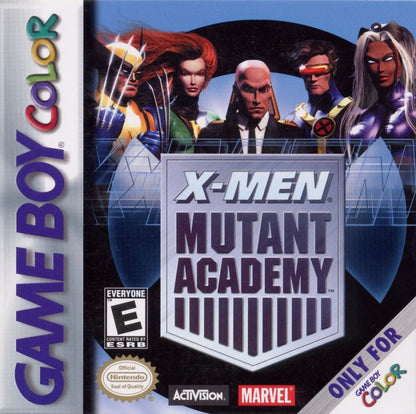 X-Men Mutant Academy Game Boy Color GBC handheld fighting game featuring Marvel comic book characters Wolverine Cyclops Storm and Magneto with special moves combo attacks and versus mode portable adaptation of the console title front box cover