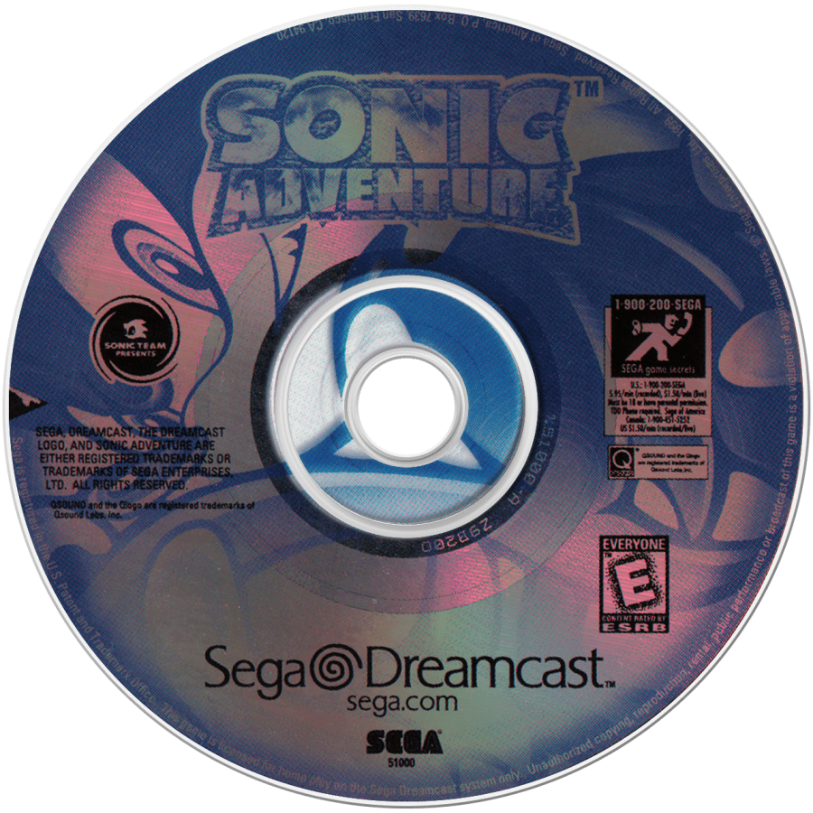 Sonic Adventure Sega Dreamcast retro video game platformer disc