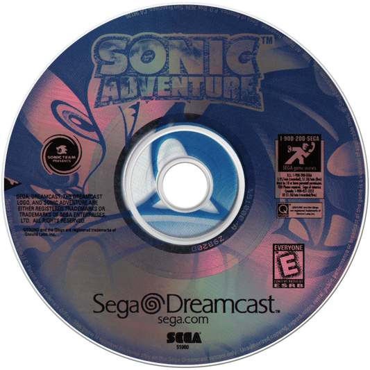 Sonic Adventure Sega Dreamcast retro video game platformer disc