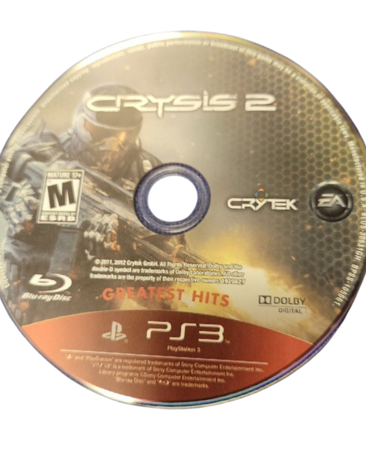 Crysis 2 Greatest Hits PlayStation 3 PS3 for retro video game enthusiasts featuring first person shooter gameplay futuristic nanosuit abilities stealth and combat mechanics urban sci fi warfare cinematic campaign missions and collectible gaming appeal disc