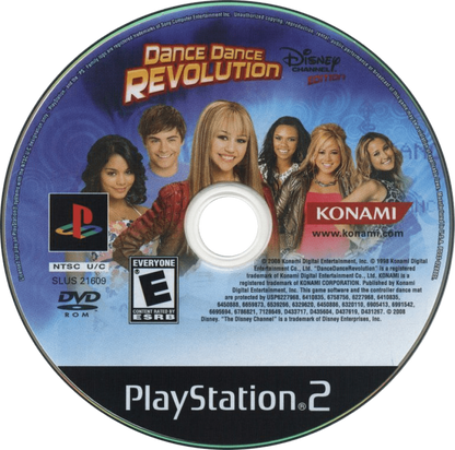 Dance Dance Revolution Disney Channel Edition for PlayStation 2 with kid-friendly dance gameplay featuring popular Disney songs disc
